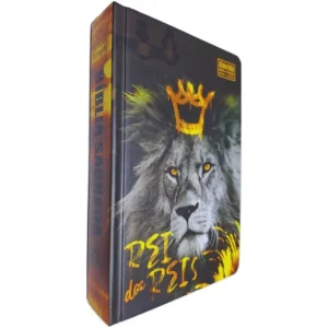 Bíblia Sagrada ARC Revista Almeida e Corrigida Capa Dura Leão Amarelo Rei dos Reis Letra Gigante Com Harpa e Corinhos