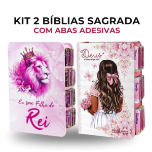 Kit2 Bíblias C/abas Adesivas Filha Do Rei E Flores Aquarela